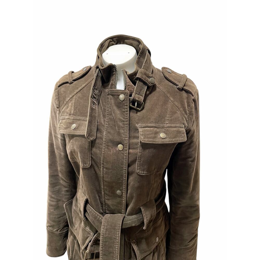 Esprit Utility Belted Jacket Green Brown Military Style Women’s Size Small - Picture 4 of 15